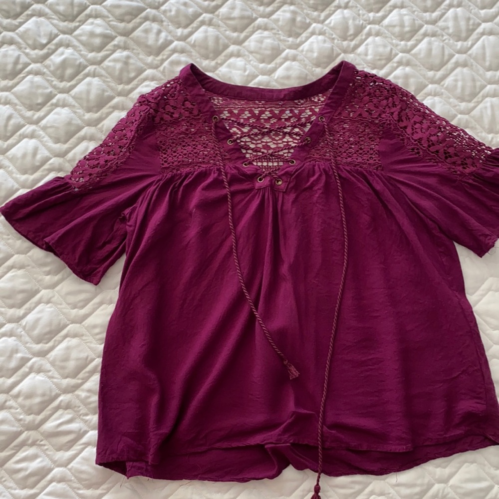 Boho flowy top with lace detailing